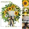 24-Inch Handmade Spring & Summer Wreath – Sunflowers, Daisies, Greenery, Welcome Sign & Bow for Front Door, Porch, Home Decor & Gifts